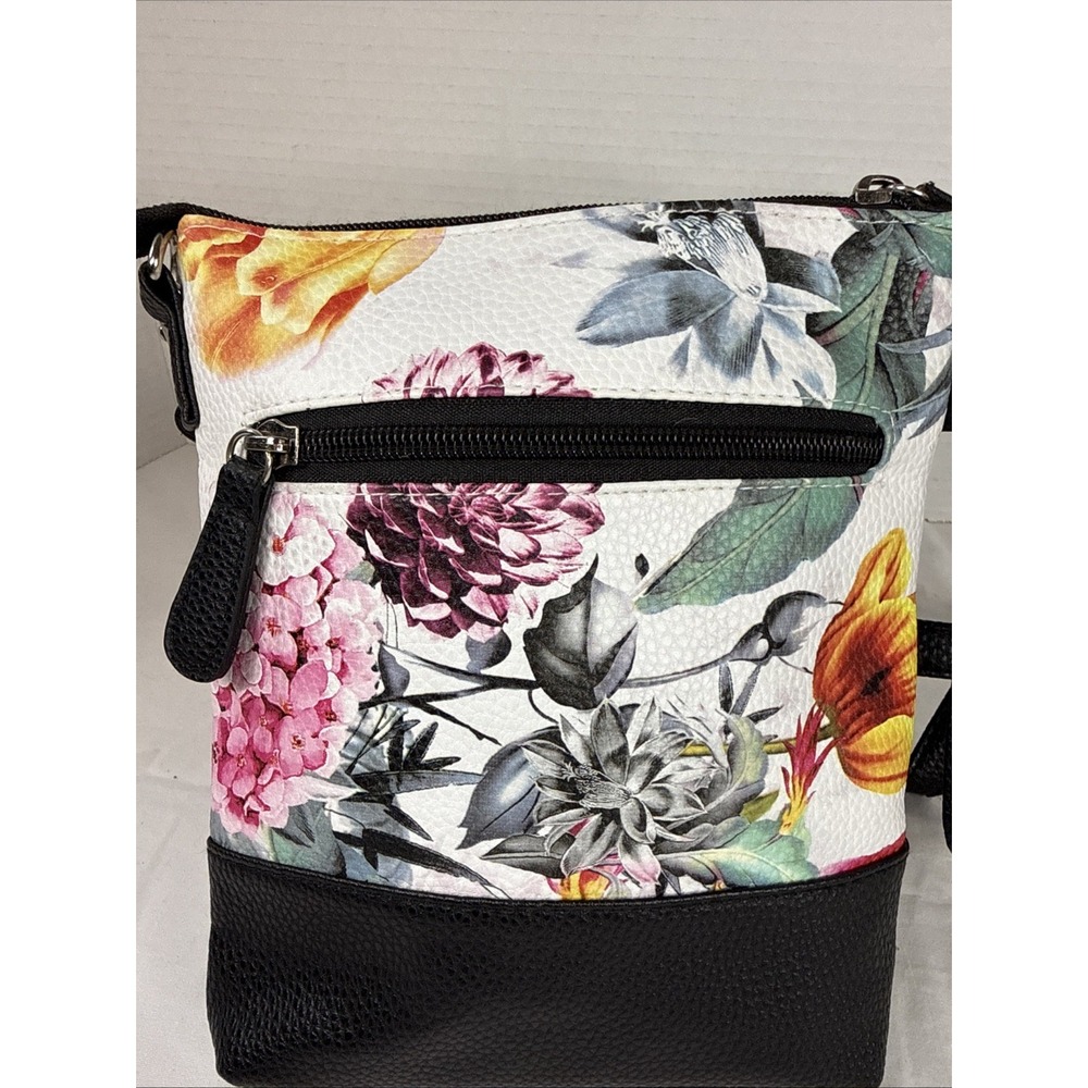 Stone Mountain Floral Crossbody Shoulder Leather Bag Purse 2 Compartment Pockets - Picture 5 of 12